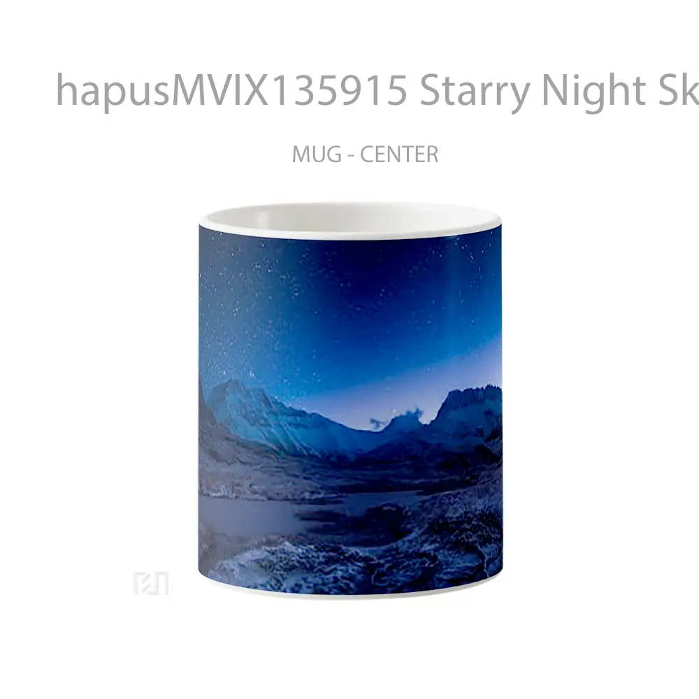 Mug Starry Night Sky Above The Snowy Mountains Gelas Pemandangan Alam