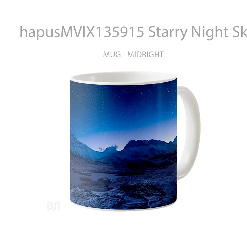 Mug Starry Night Sky Above The Snowy Mountains Gelas Pemandangan Alam - All-side / Desain