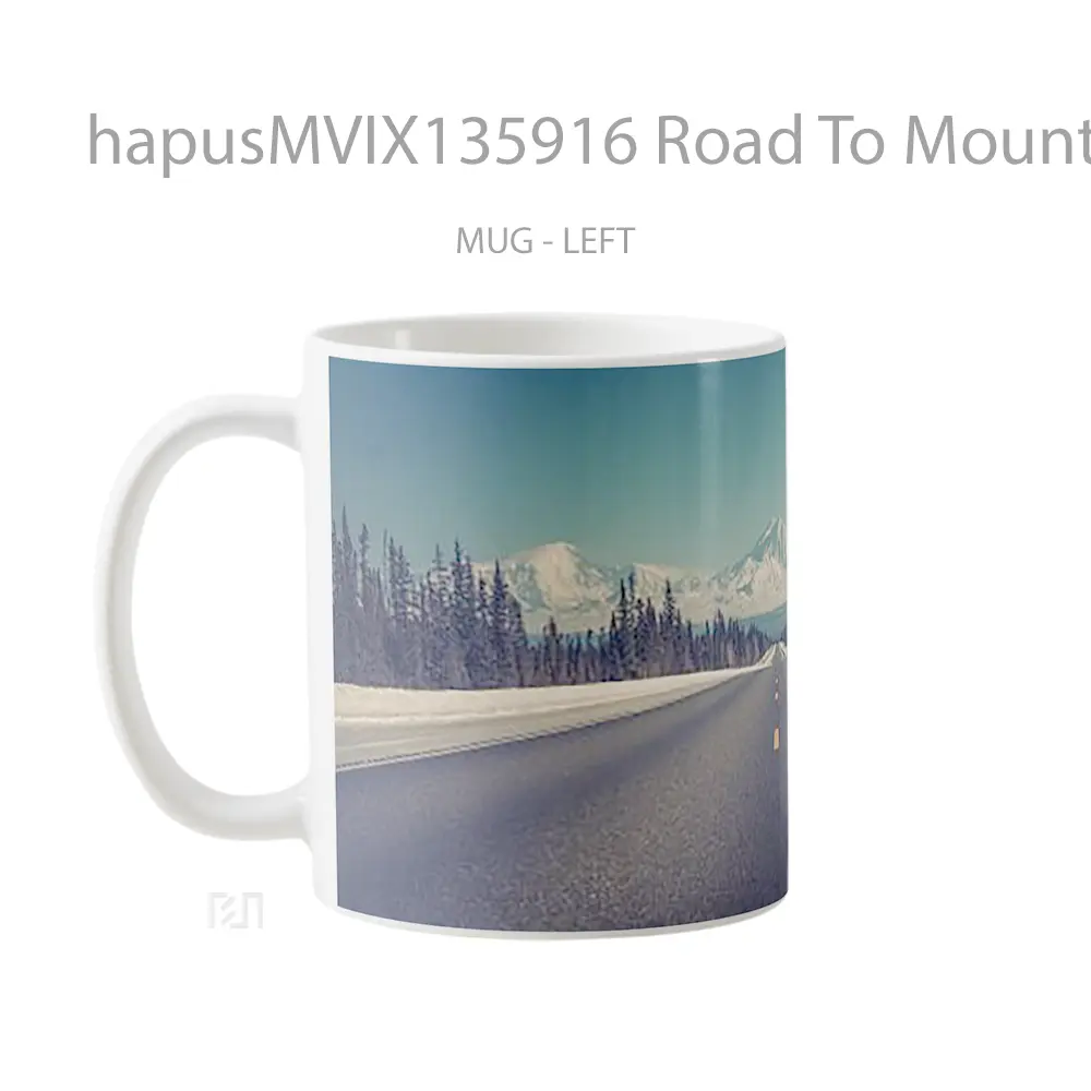 Mug Road To Mountains In Winter Gelas Pemandangan Alam - All-side / Desain