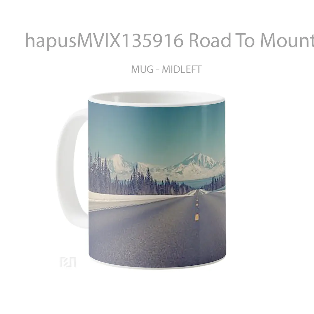 Mug Road To Mountains In Winter Gelas Pemandangan Alam - All-side / Desain