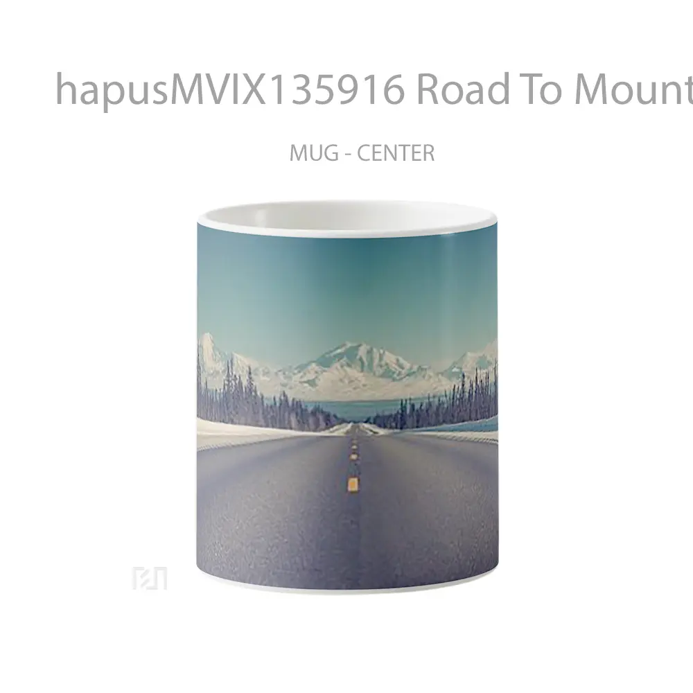 Mug Road To Mountains In Winter Gelas Pemandangan Alam