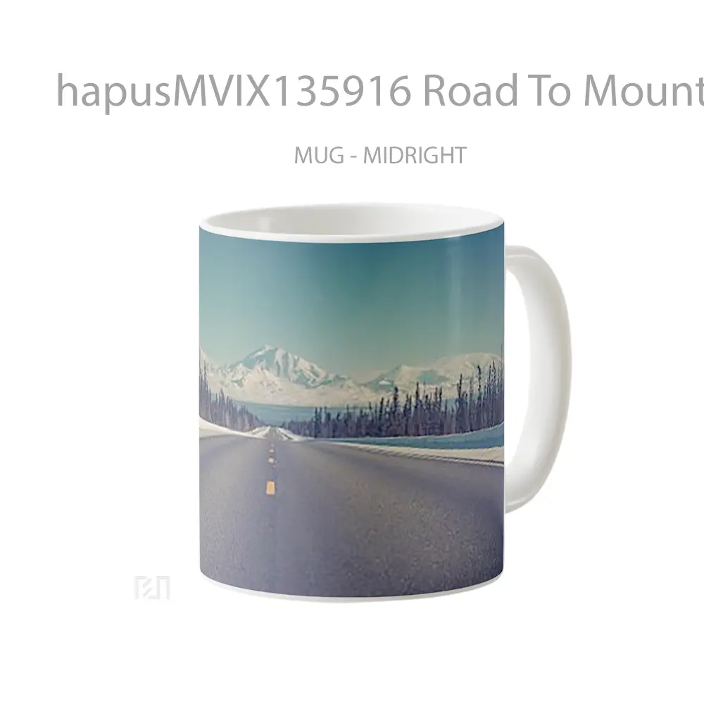 Mug Road To Mountains In Winter Gelas Pemandangan Alam - All-side / Desain