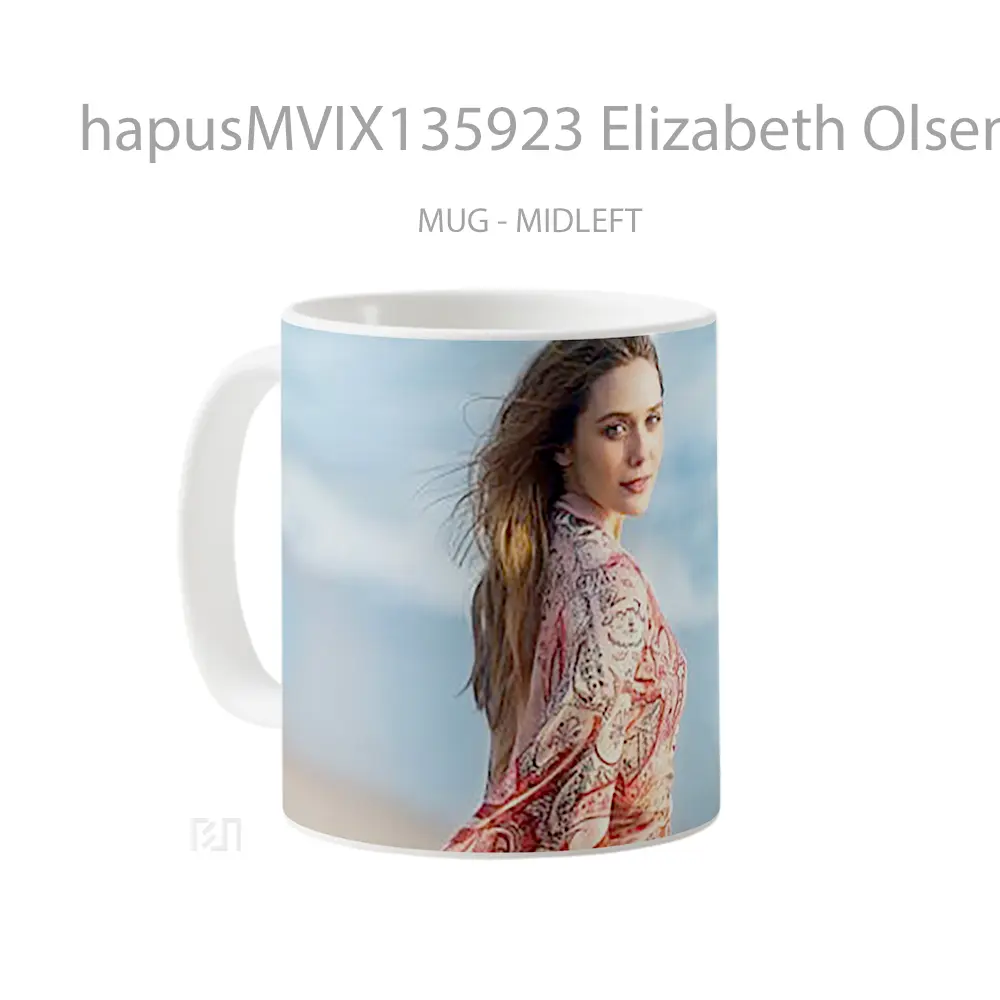 Mug Elizabeth Olsen In Beach Gelas Pemandangan Alam - All-side / Desain