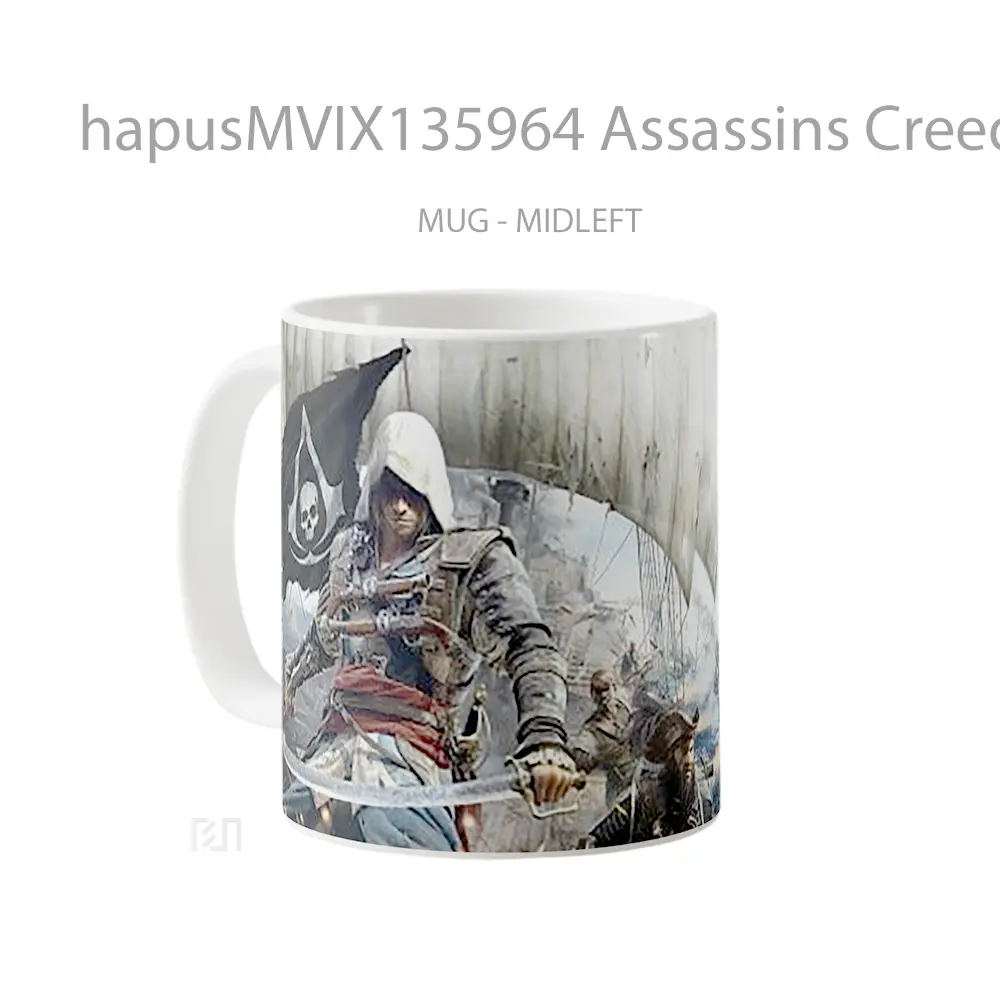 Mug Assassins Creed 4 Black Flag Cangkir Gamer - All-side / Desain
