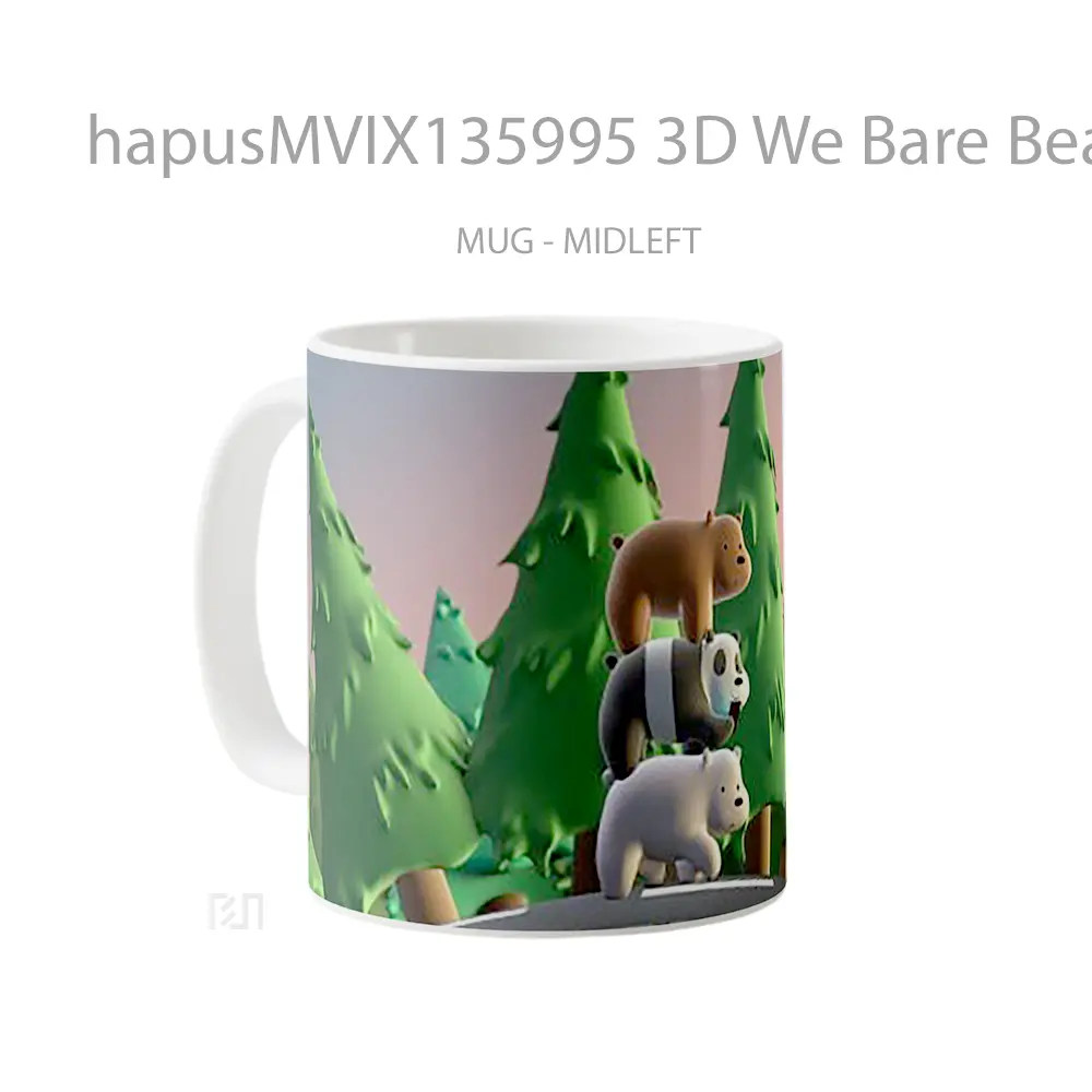 Mug 3D We Bare Bears V1 Gelas Hewan Lucu - All-side / Desain
