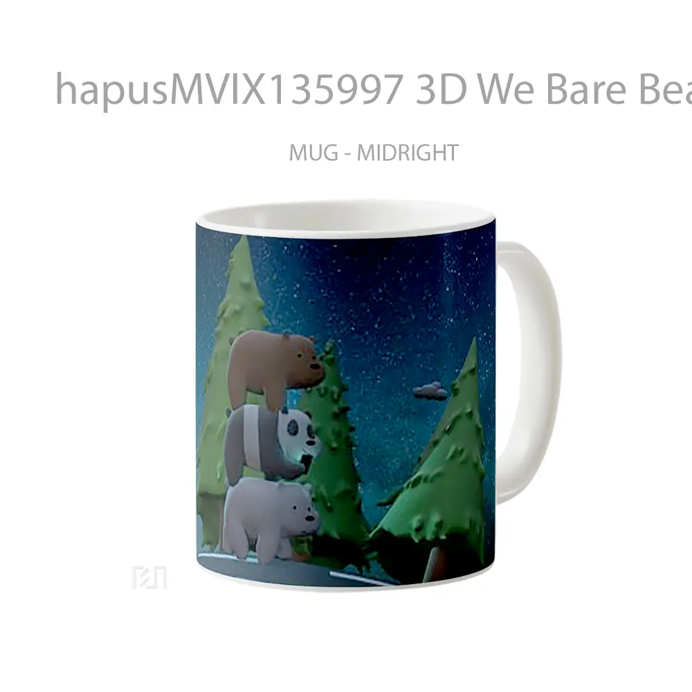 Mug 3D We Bare Bears V2 Gelas Hewan Lucu - All-side / Desain