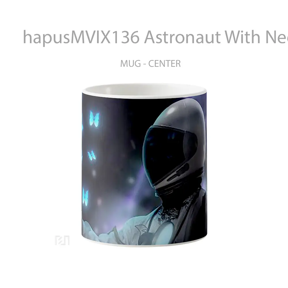 Mug Astronaut With Neon Butterflies Gelas Keramik Estetik