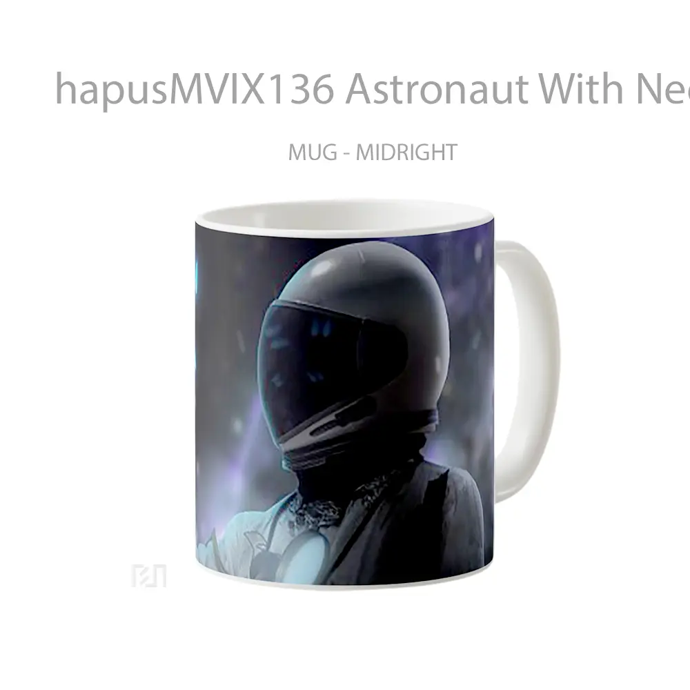 Mug Astronaut With Neon Butterflies Gelas Keramik Estetik - All-side / Desain