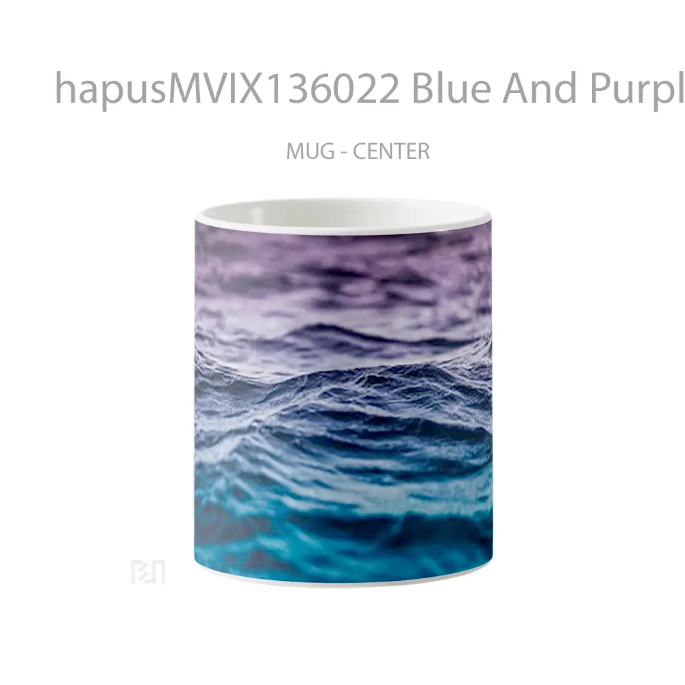 Mug Blue And Purple Gradient Waves Gelas Keramik Unik