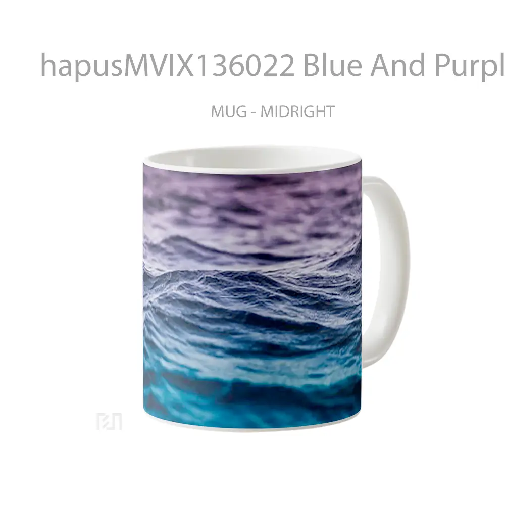 Mug Blue And Purple Gradient Waves Gelas Keramik Unik - All-side / Desain