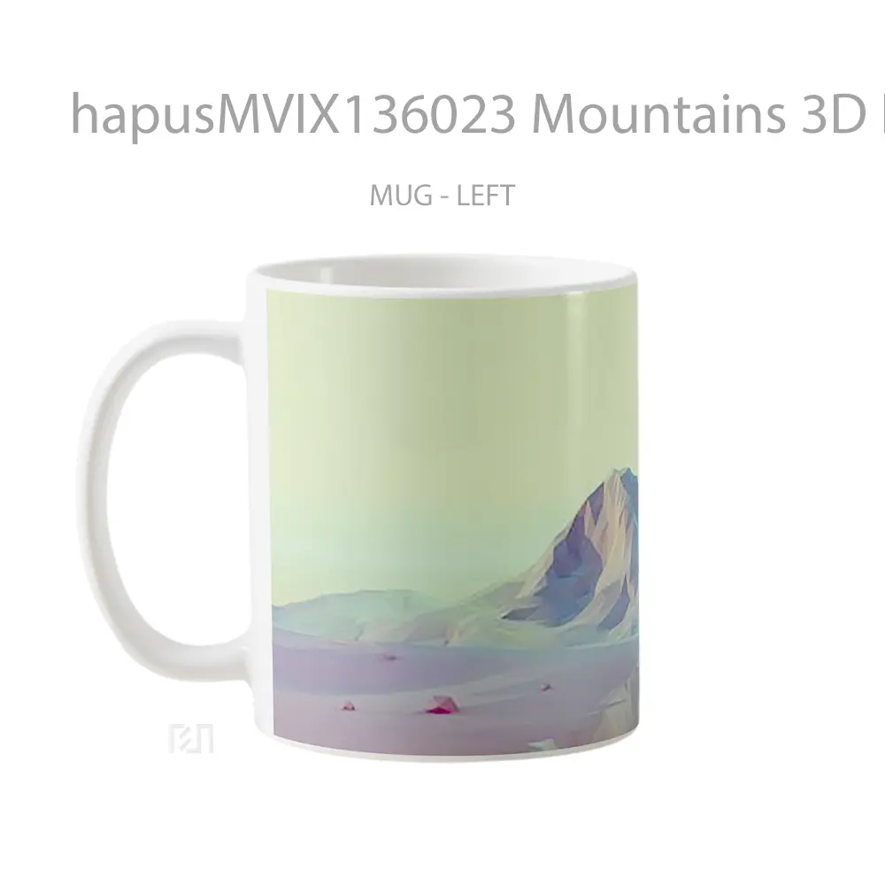 Mug Mountains 3D Low Poly Gelas Pemandangan Alam - All-side / Desain