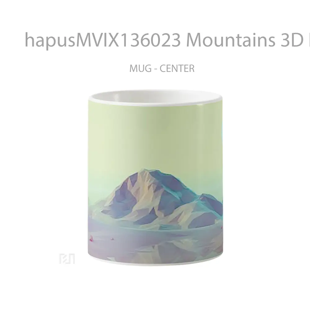 Mug Mountains 3D Low Poly Gelas Pemandangan Alam
