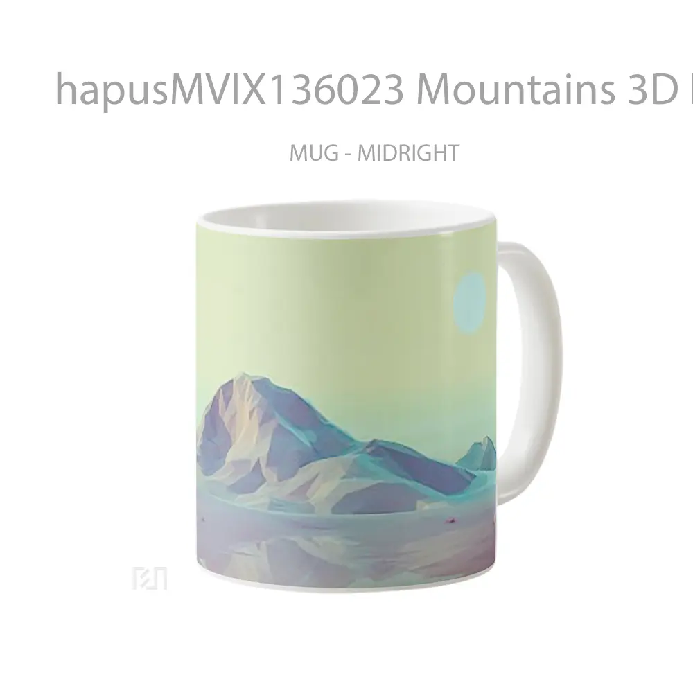Mug Mountains 3D Low Poly Gelas Pemandangan Alam - All-side / Desain