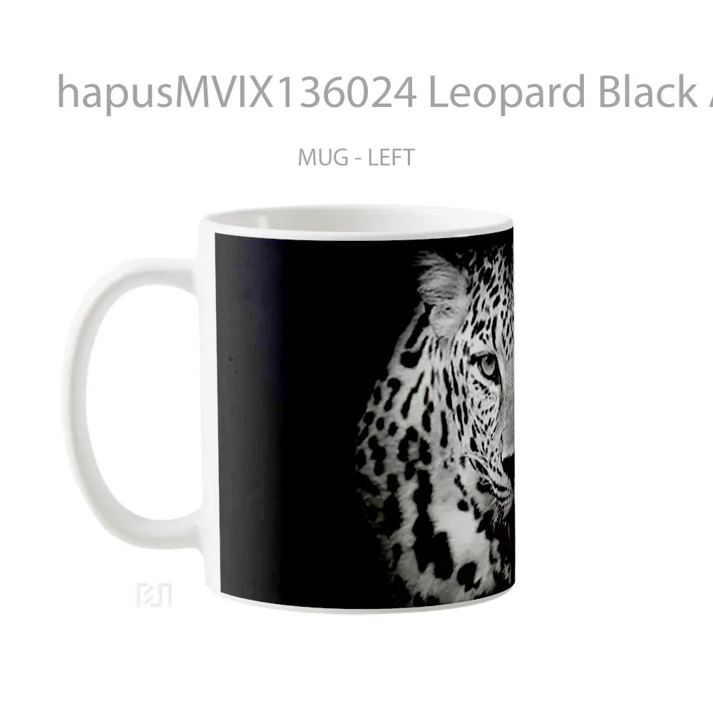 Mug Leopard Black And White Gelas Keramik Unik - All-side / Desain