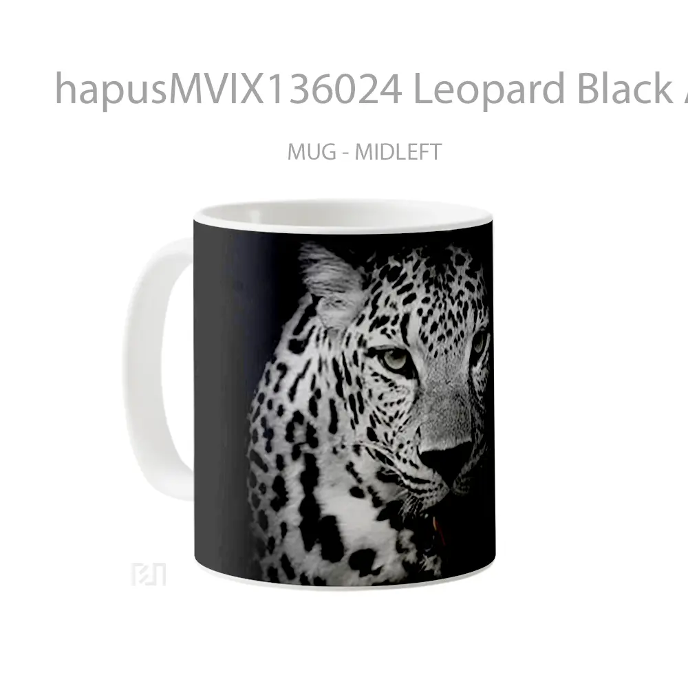 Mug Leopard Black And White Gelas Keramik Unik - All-side / Desain