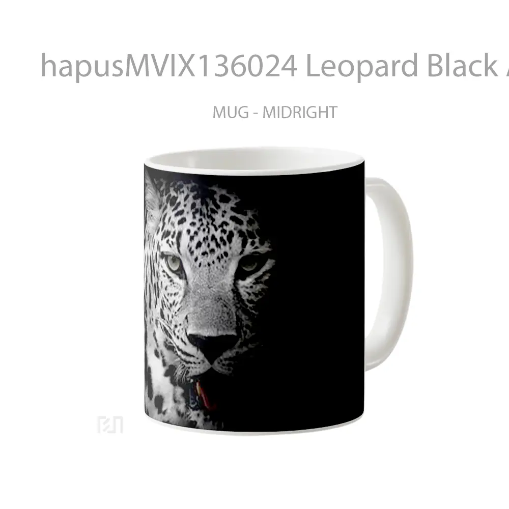 Mug Leopard Black And White Gelas Keramik Unik - All-side / Desain