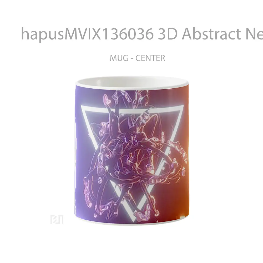 Mug 3D Abstract Neon Light Triangle Gelas Seni Modern
