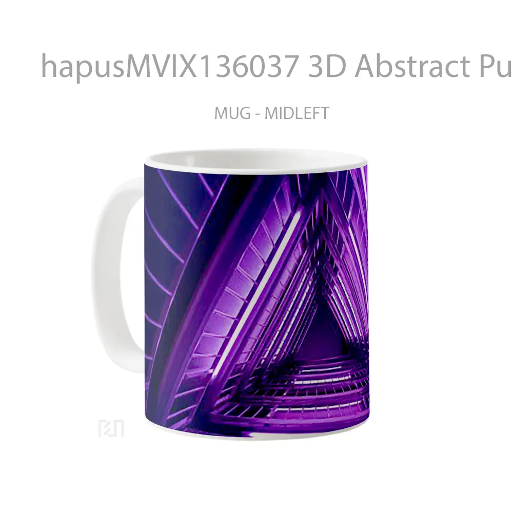 Mug 3D Abstract Purple Neon Lights Triangle Gelas Seni Modern - All-side / Desain