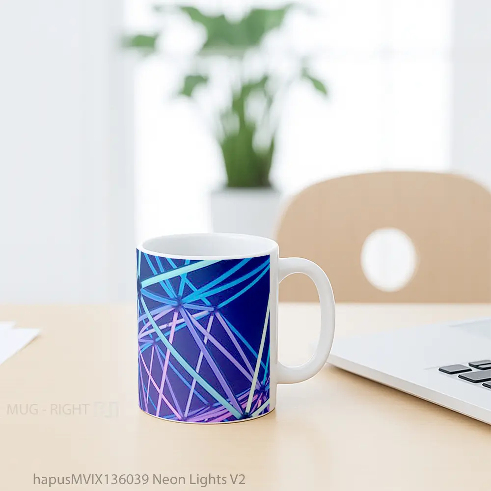 Mug Neon Lights V2 Gelas Keramik Unik - All-side / Desain
