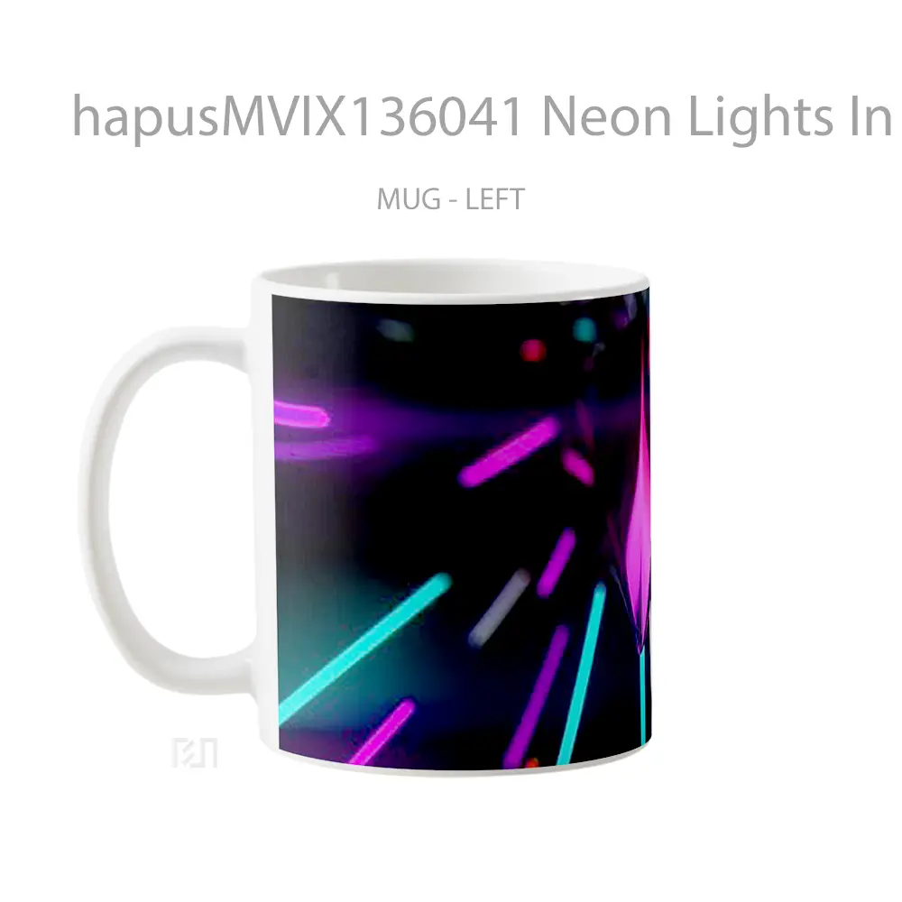 Mug Neon Lights In Perspective Gelas Keramik Unik - All-side / Desain