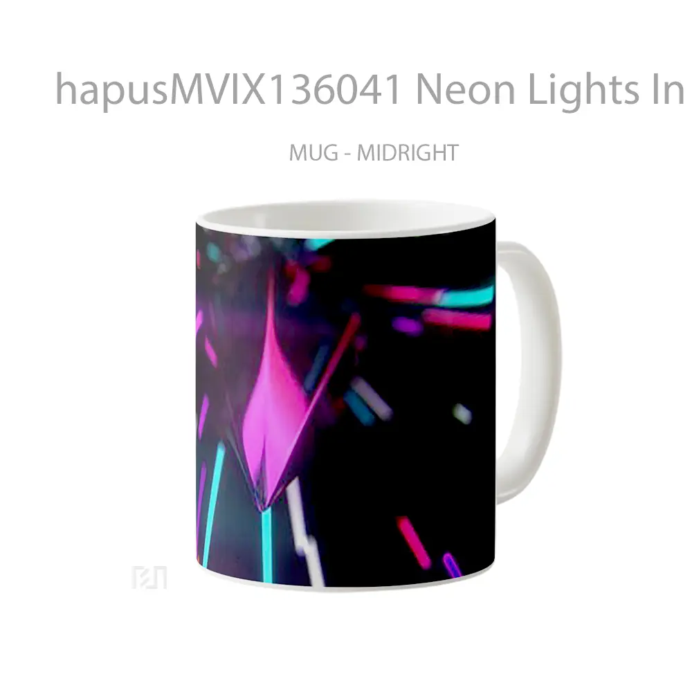 Mug Neon Lights In Perspective Gelas Keramik Unik - All-side / Desain