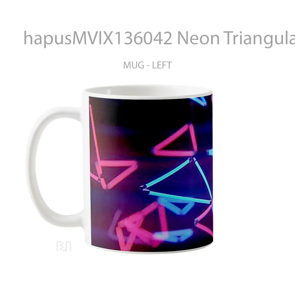 Mug Neon Triangular Lights Gelas Keramik Unik - All-side / Desain