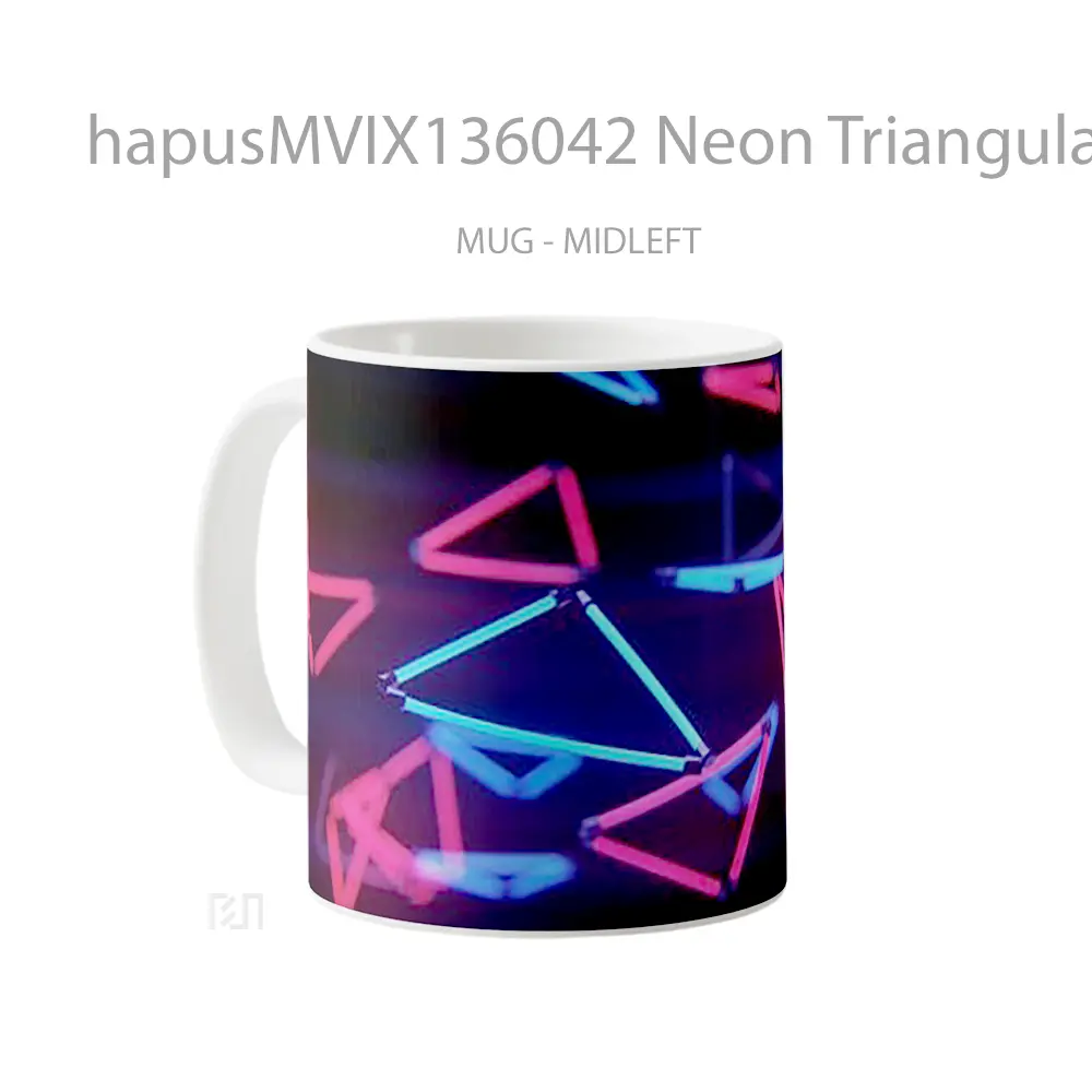 Mug Neon Triangular Lights Gelas Keramik Unik - All-side / Desain