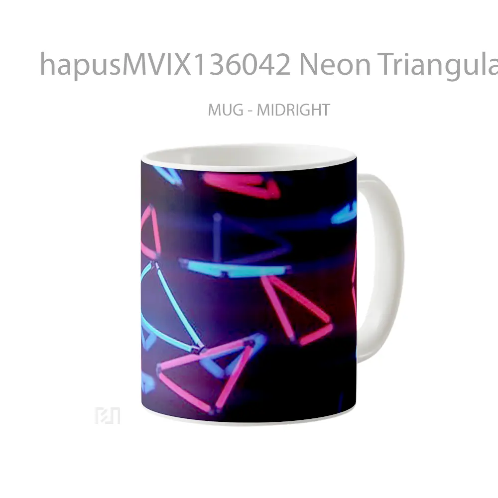 Mug Neon Triangular Lights Gelas Keramik Unik - All-side / Desain