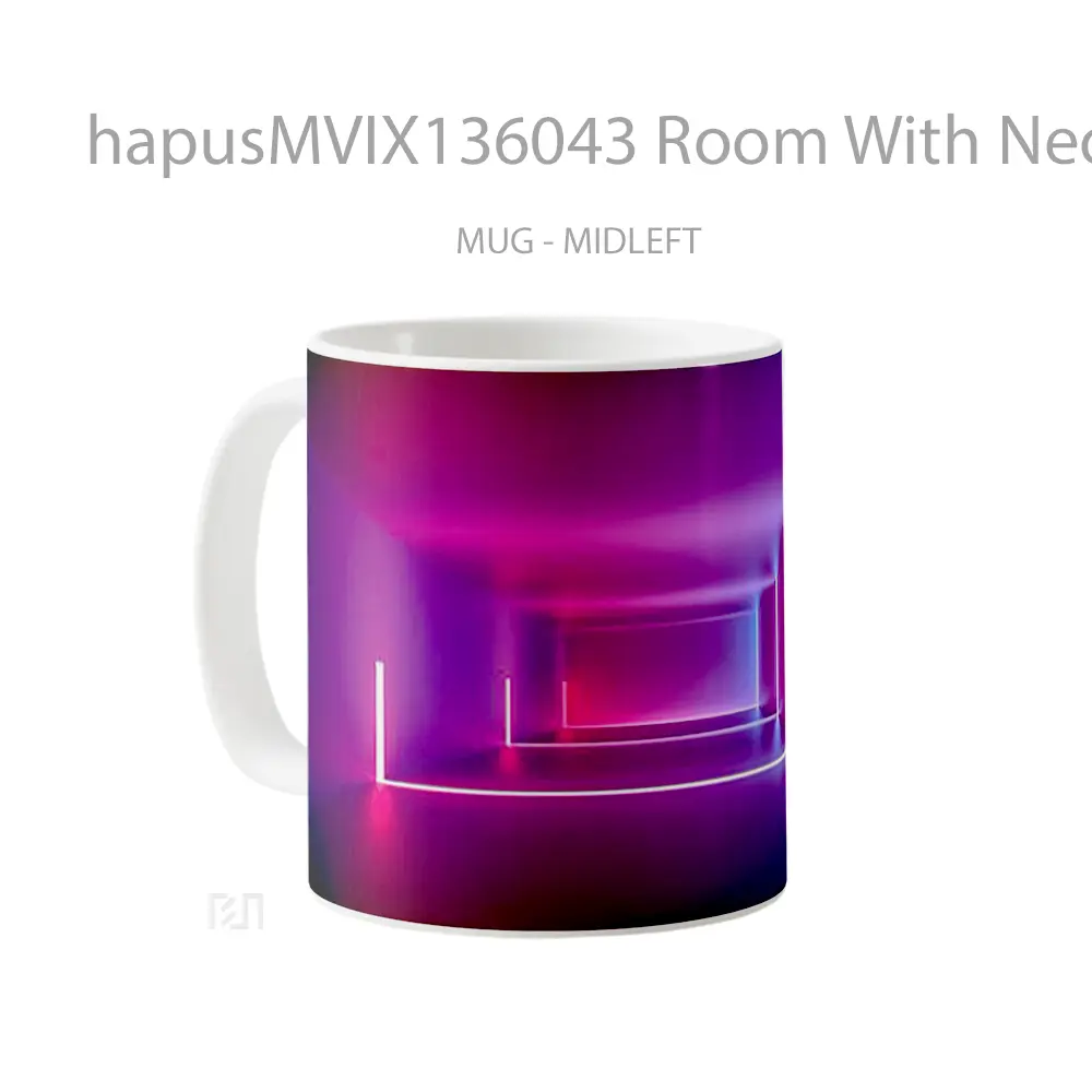 Mug Room With Neon Lights Gelas Keramik Unik - All-side / Desain