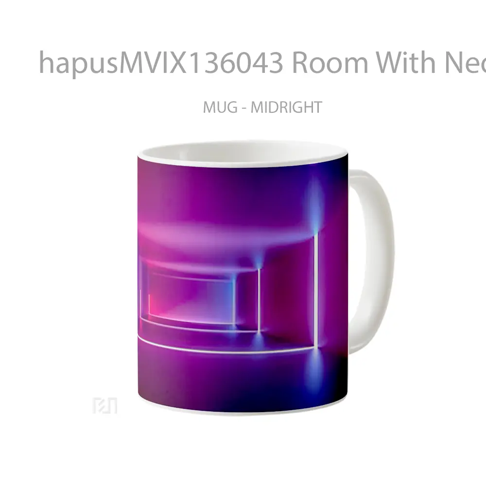 Mug Room With Neon Lights Gelas Keramik Unik - All-side / Desain