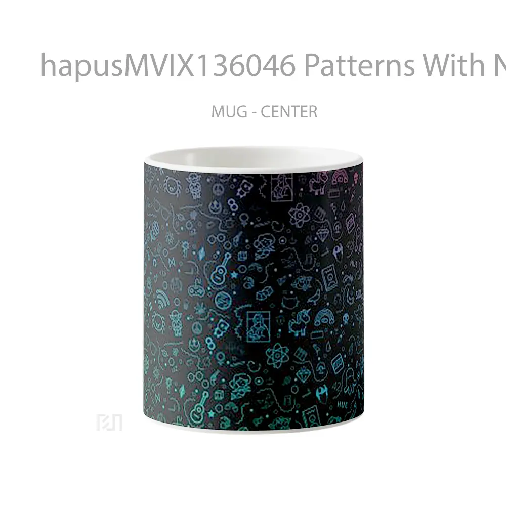 Mug Patterns With Neon Illustrations Gelas Keramik Unik