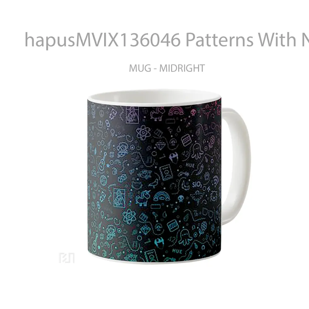 Mug Patterns With Neon Illustrations Gelas Keramik Unik - All-side / Desain