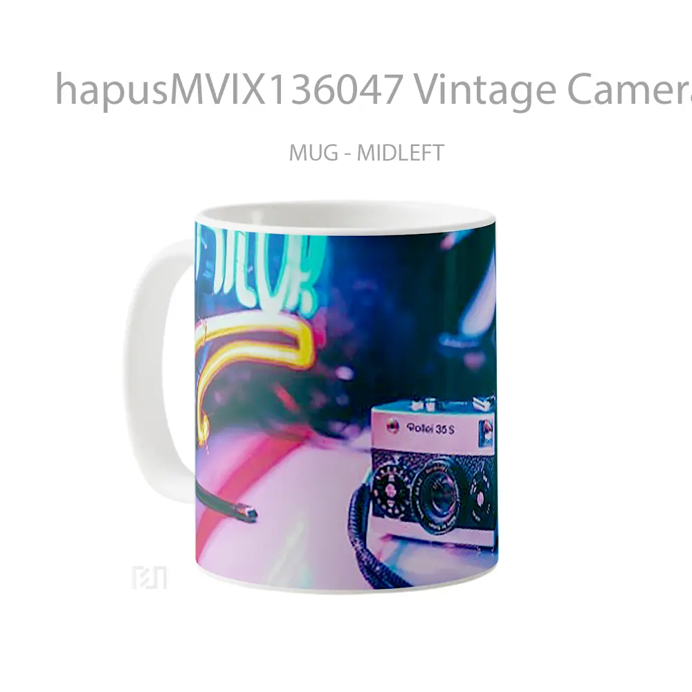 Mug Vintage Camera Rollei 35S With Neon Lights Gelas Keramik Unik - All-side / Desain