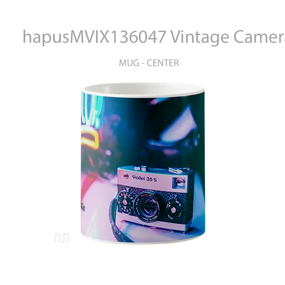 Mug Vintage Camera Rollei 35S With Neon Lights Gelas Keramik Unik
