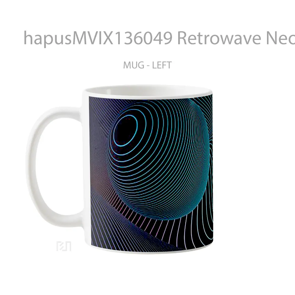 Mug Retrowave Neon Abstract Art Gelas Seni Modern - All-side / Desain