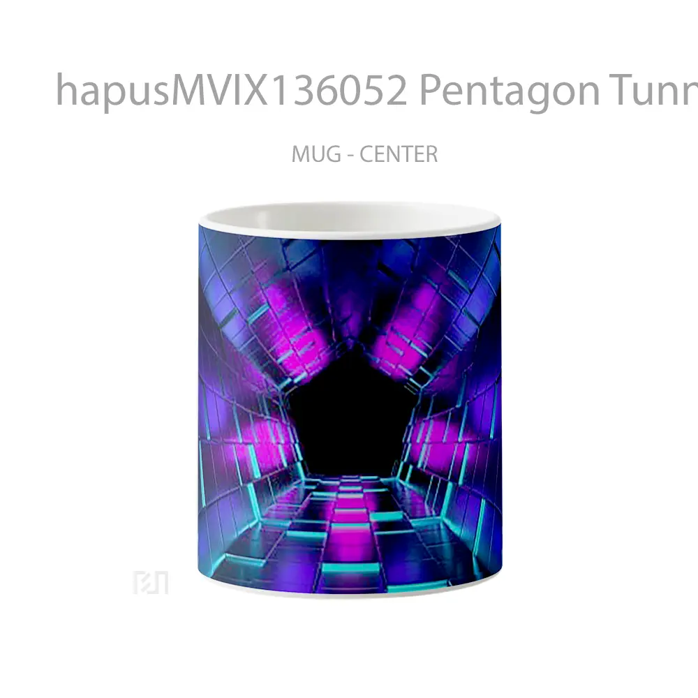 Mug Pentagon Tunnel With Neon Lights Gelas Keramik Unik