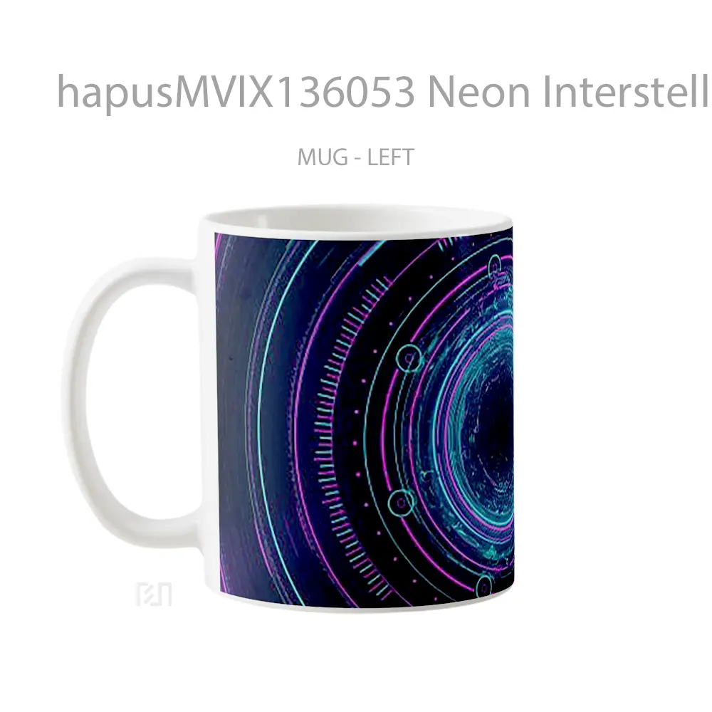 Mug Neon Interstellar Digital Artwork Gelas Seni Modern - All-side / Desain