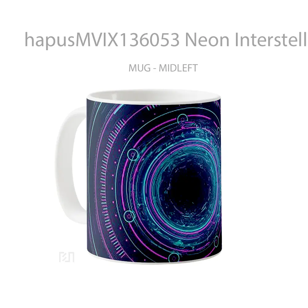 Mug Neon Interstellar Digital Artwork Gelas Seni Modern - All-side / Desain