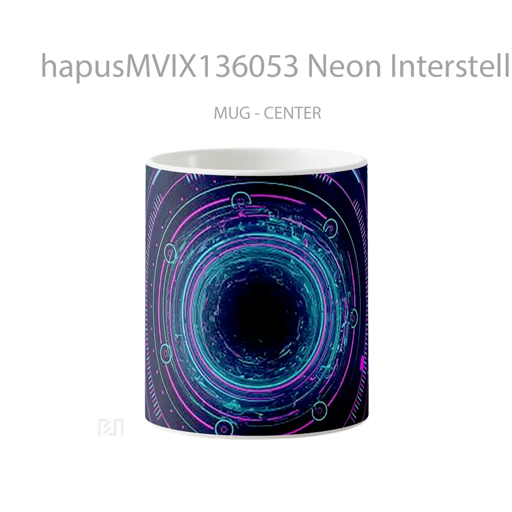 Mug Neon Interstellar Digital Artwork Gelas Seni Modern