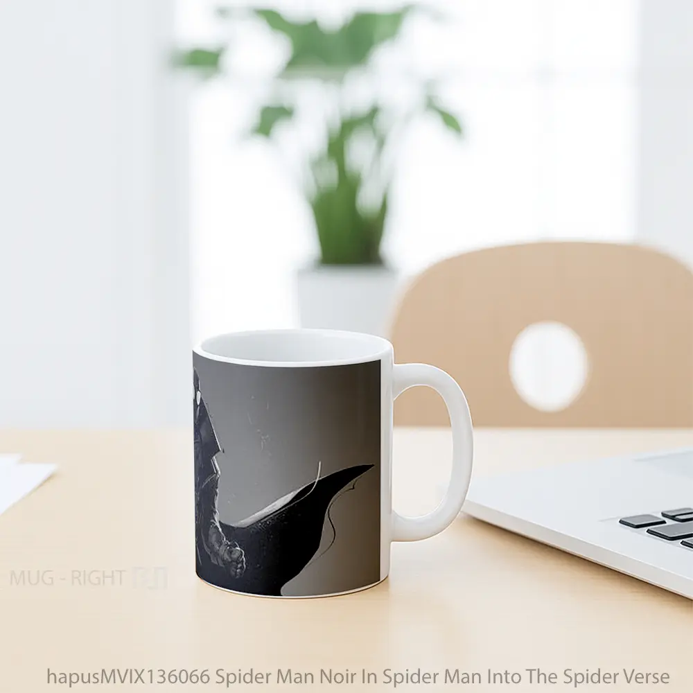 Mug Spider Man Noir In Spider Man Into The Spider Verse Gelas Superhero - All-side / Desain
