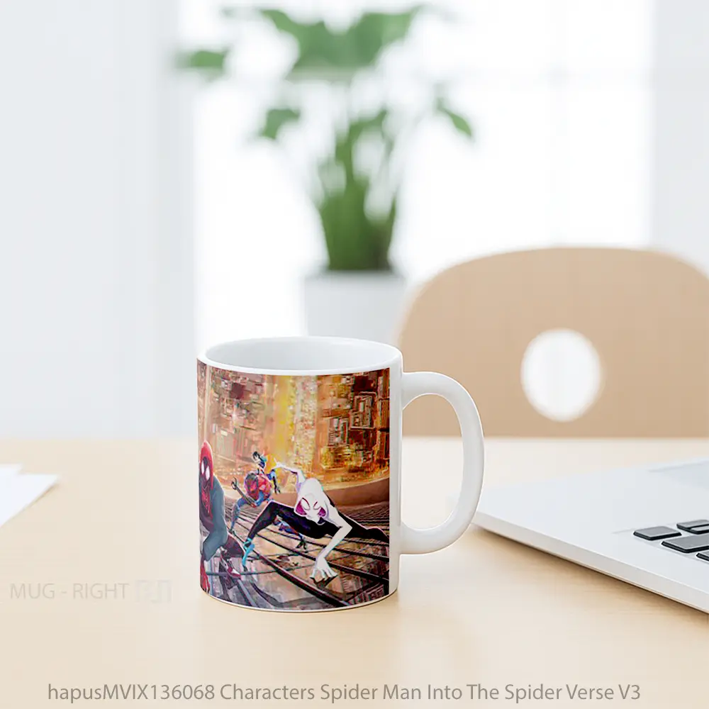 Mug Characters Spider Man Into The Spider Verse V3 Gelas Superhero - All-side / Desain