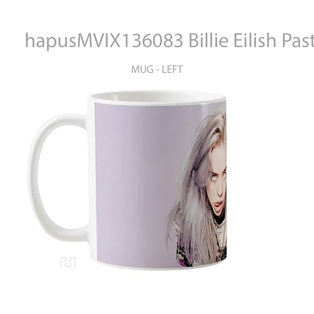 Mug Billie Eilish Pastel Lilac Background Gelas Selebriti - All-side / Desain