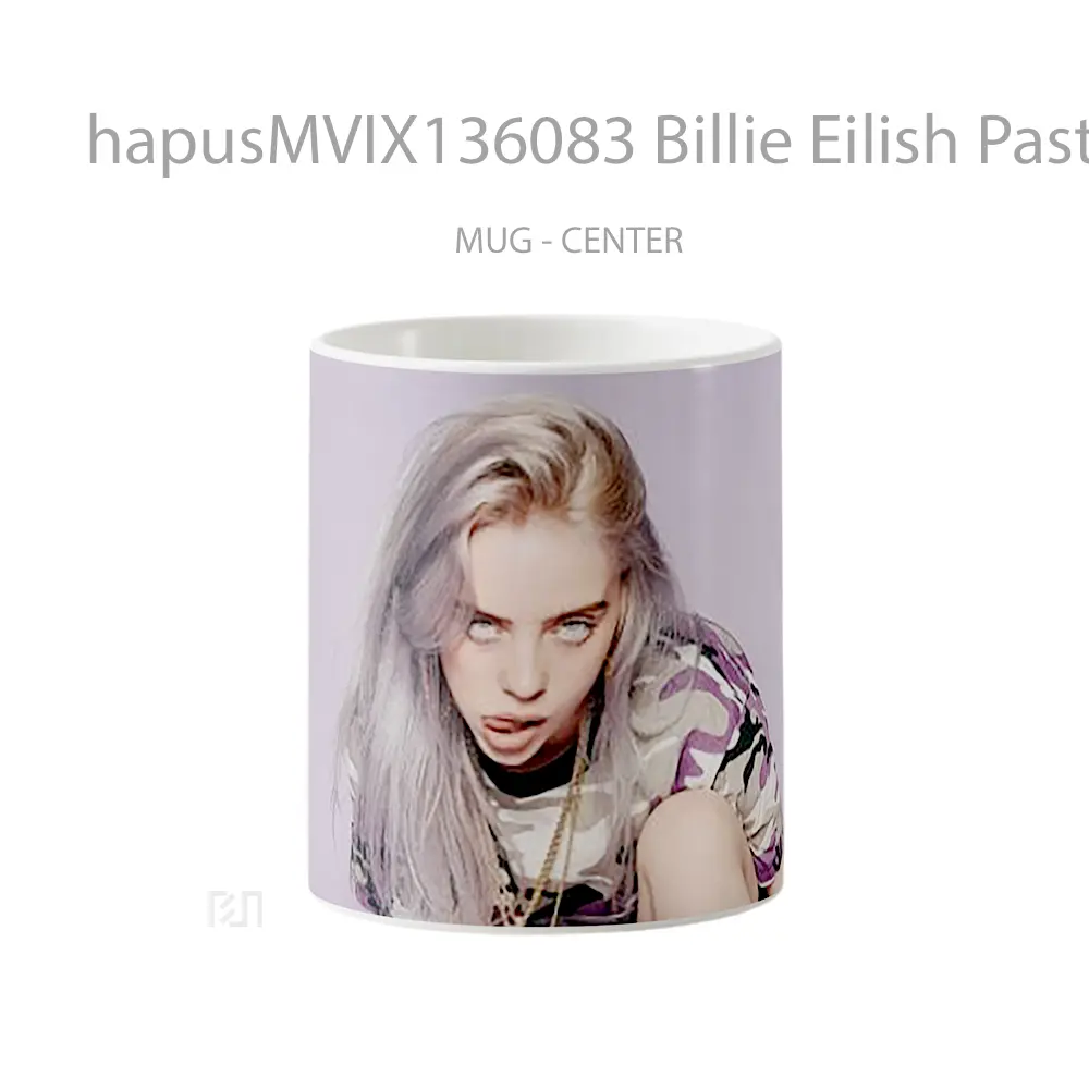 Mug Billie Eilish Pastel Lilac Background Gelas Selebriti