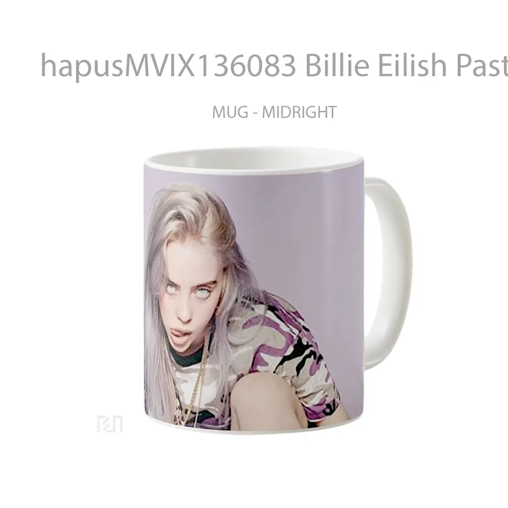Mug Billie Eilish Pastel Lilac Background Gelas Selebriti - All-side / Desain
