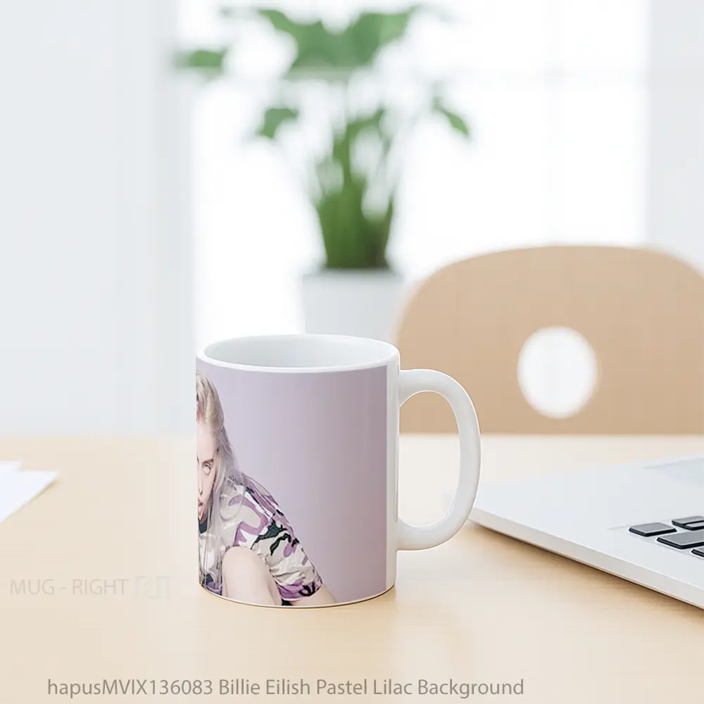 Mug Billie Eilish Pastel Lilac Background Gelas Selebriti - All-side / Desain