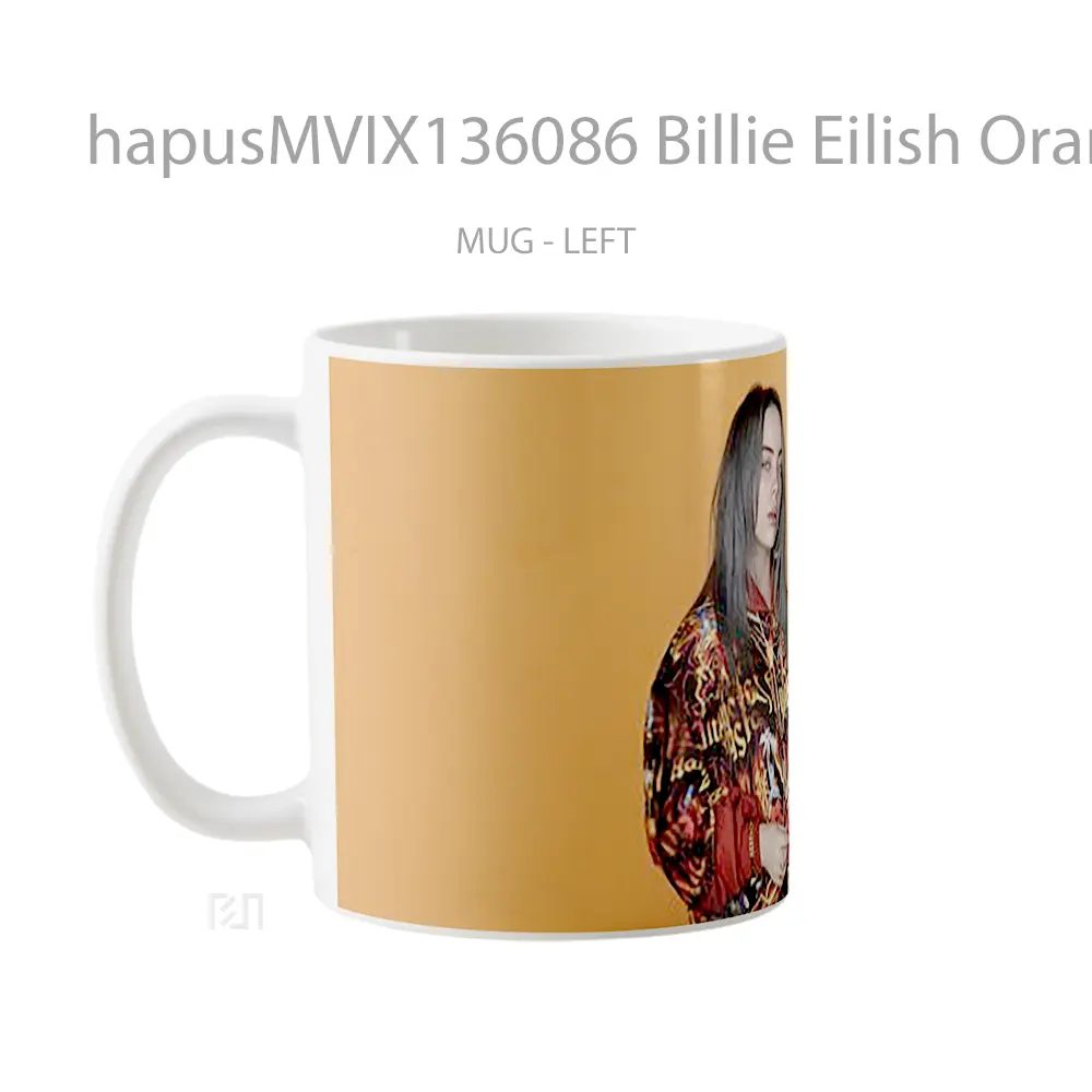 Mug Billie Eilish Orange Background Gelas Selebriti - All-side / Desain