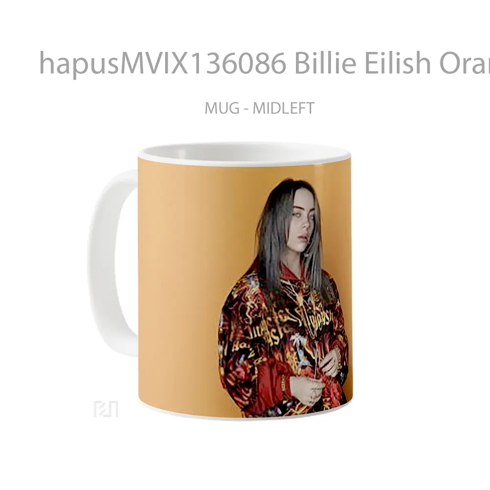 Mug Billie Eilish Orange Background Gelas Selebriti - All-side / Desain