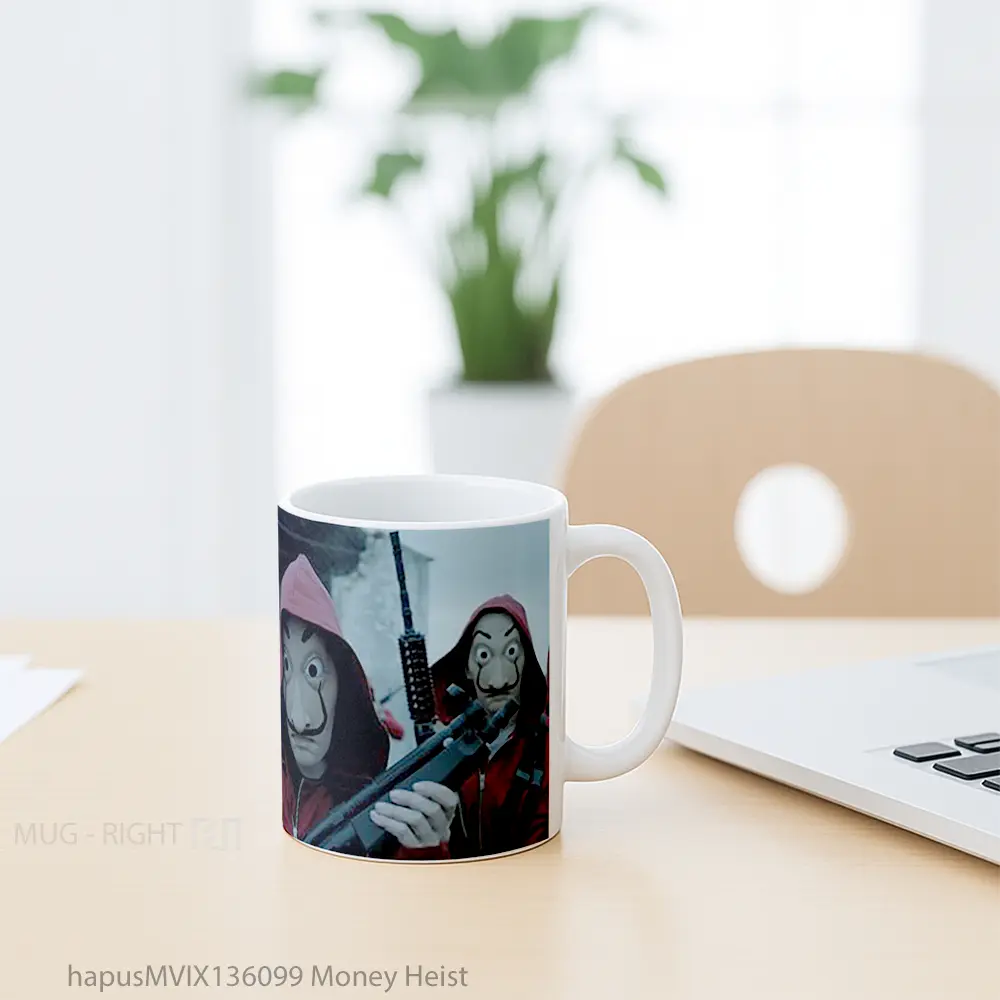 Mug Money Heist Gelas Keramik Unik - All-side / Desain