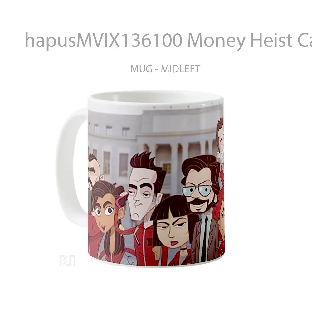 Mug Money Heist Cartoon Version Gelas Kartun - All-side / Desain