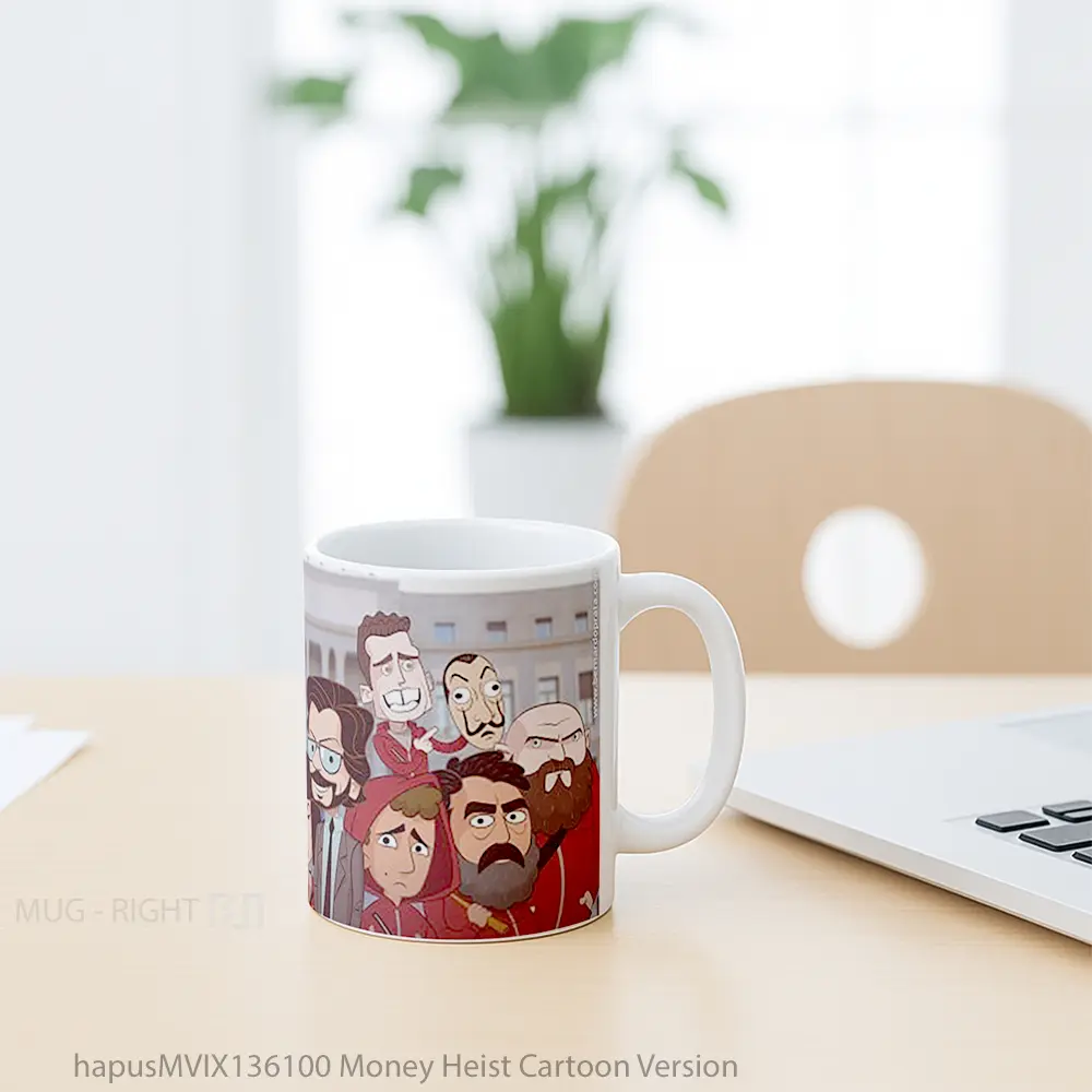 Mug Money Heist Cartoon Version Gelas Kartun - All-side / Desain